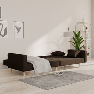 Schlafsofa 2-Sitzer Dunkelbraun mit Kissen