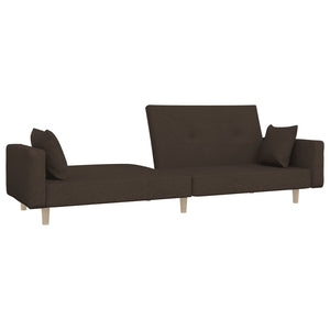 Schlafsofa 2-Sitzer Dunkelbraun mit Kissen