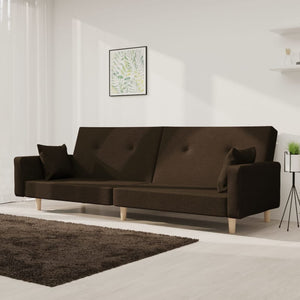 Schlafsofa 2-Sitzer Dunkelbraun mit Kissen