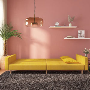 Gelbes Schlafsofa 2-Sitzer mit Kissen