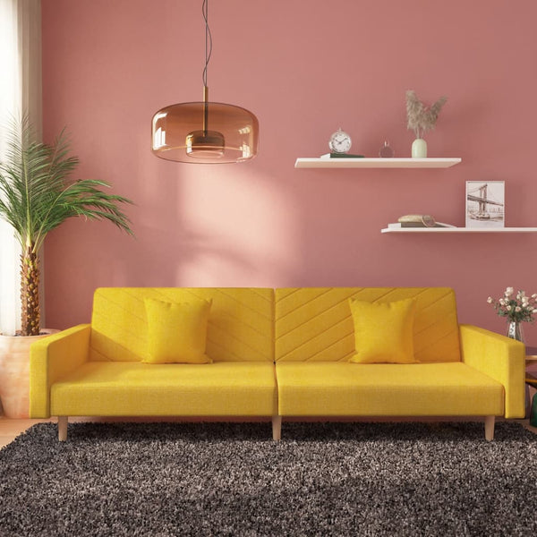 Gelbes Schlafsofa 2-Sitzer mit Kissen