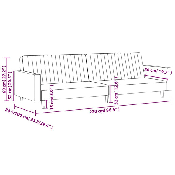 vidaXL 2-Seater Sofa Bed Blue Velvet