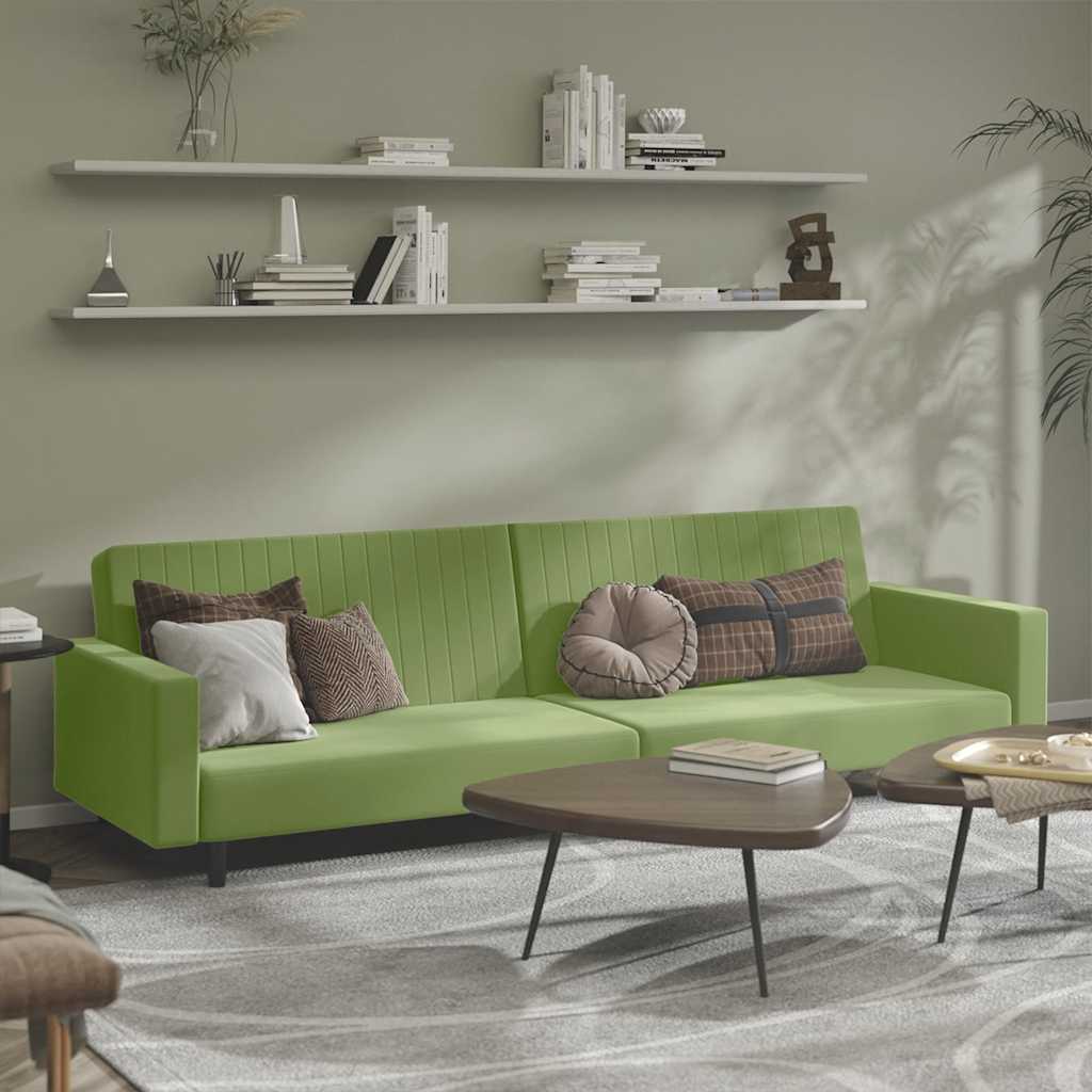 Schlafsofa 2-Sitzer Hellgrün Samt