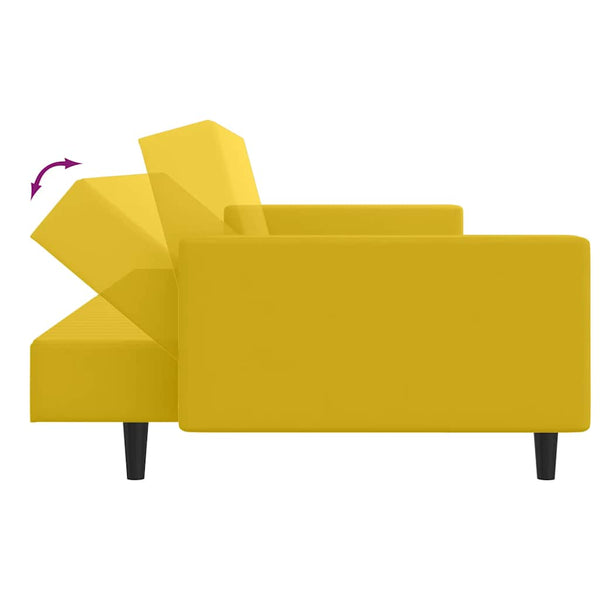 Gelbes Samt Schlafsofa 2-Sitzer