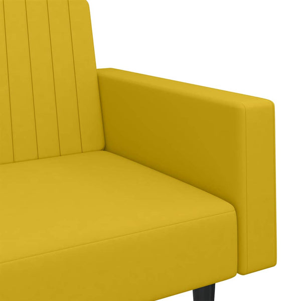 Gelbes Samt Schlafsofa 2-Sitzer