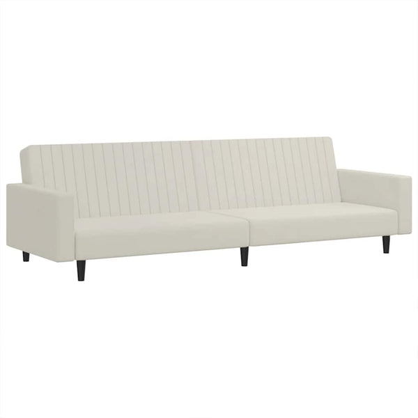 Schlafsofa 2-Sitzer Creme Samt