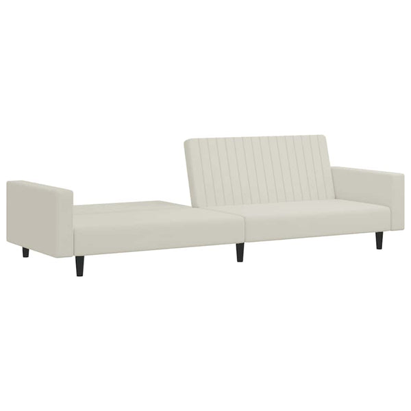 Schlafsofa 2-Sitzer Creme Samt