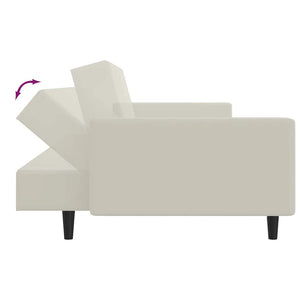 Schlafsofa 2-Sitzer Creme Samt