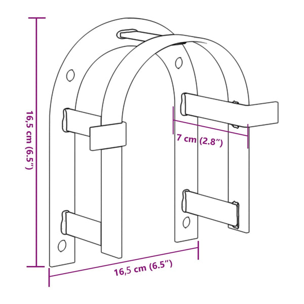 vidaXL Bridle Rack Wall-Mounted Black Iron