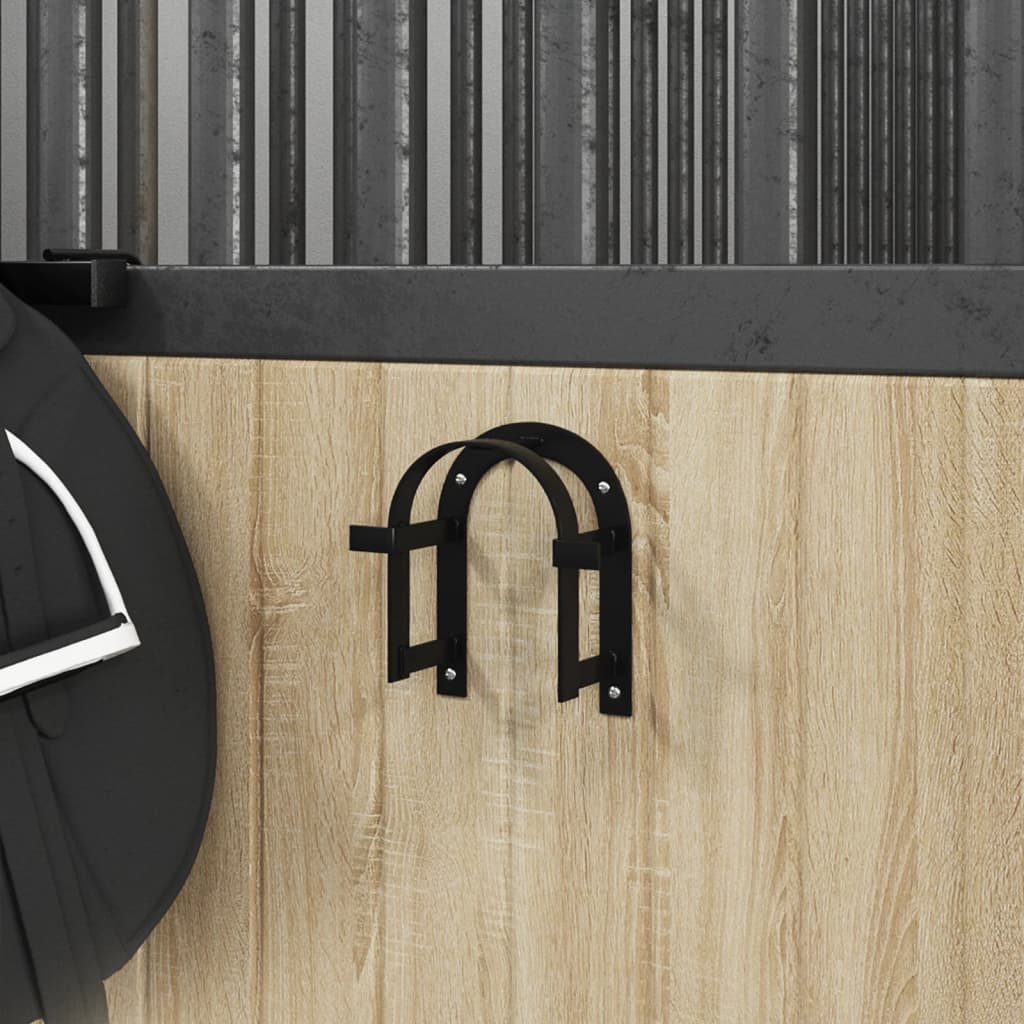 vidaXL Bridle Rack Wall-Mounted Black Iron
