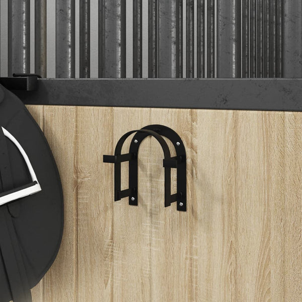 vidaXL Bridle Rack Wall-Mounted Black Iron