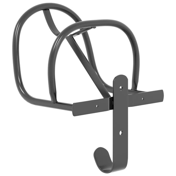 vidaXL Bridle Rack Wall-Mounted Black Iron