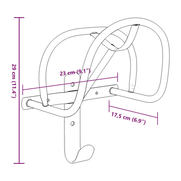 vidaXL Bridle Rack Wall-Mounted Black Iron