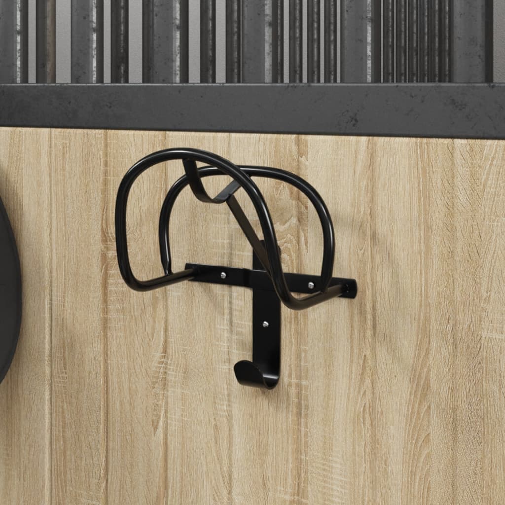 vidaXL Bridle Rack Wall-Mounted Black Iron