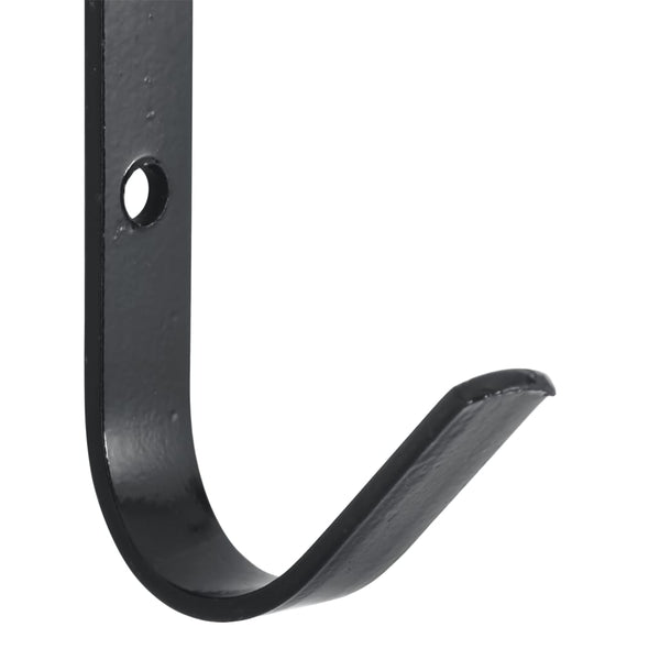 vidaXL J-Shape Wall Hooks 12 pcs. Black Steel