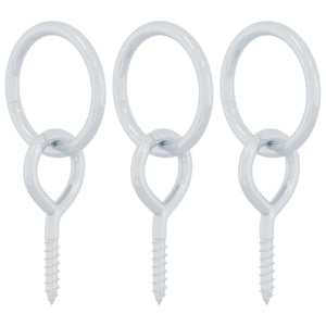 vidaXL Horse Tie Rings with Eye Screws 3 pcs. Silver Steel