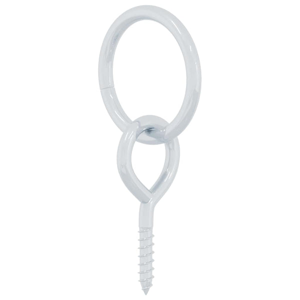 vidaXL Horse Tie Rings with Eye Screws 3 pcs. Silver Steel