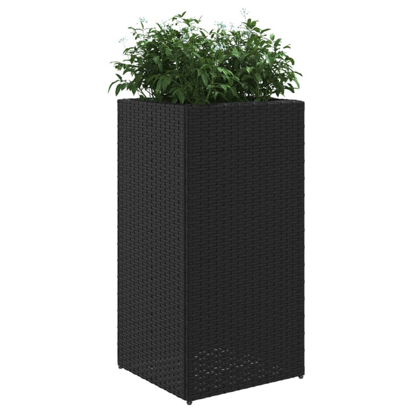 vidaXL Planter Black 40x40x80 cm Poly Rattan