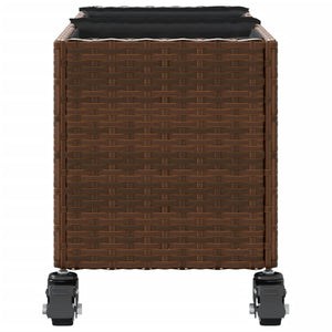vidaXL Planter with Wheels 3 Pots Brown 107x32x38 cm Poly Rattan