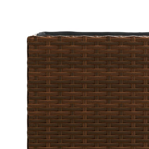 vidaXL Planter with Wheels 3 Pots Brown 107x32x38 cm Poly Rattan