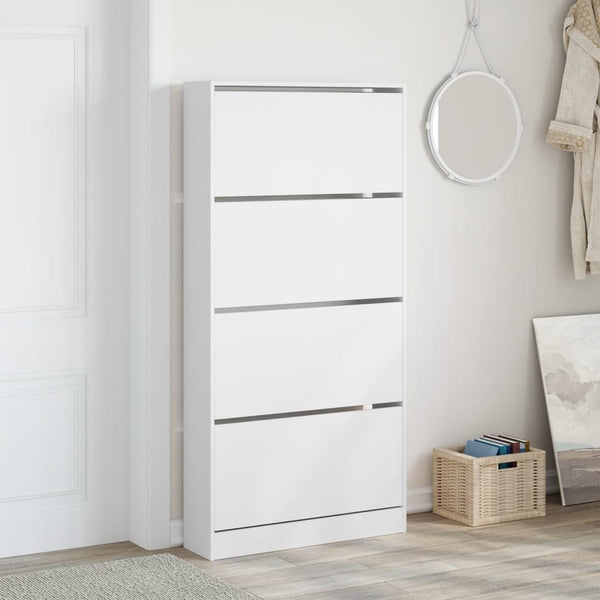 Schuhschrank Weiß mit 4 Klappen