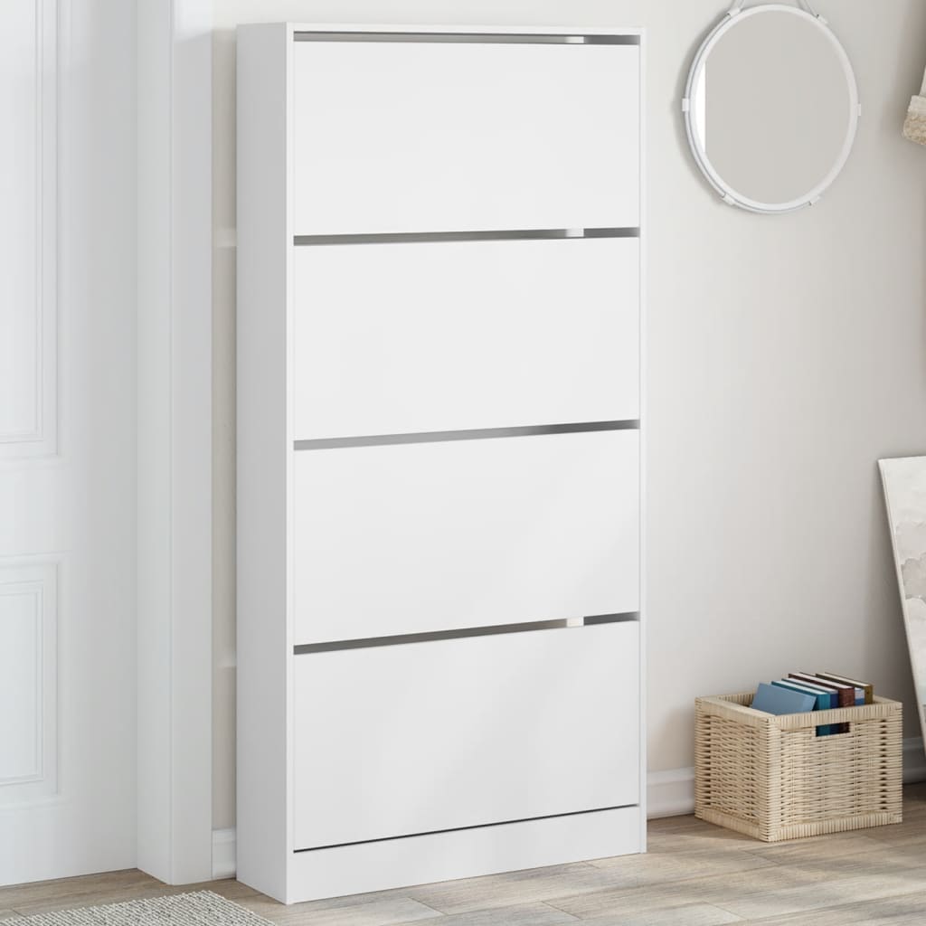 Schuhschrank Weiß mit 4 Klappen