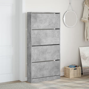 Betongrauer Schuhschrank mit 4 Klappen