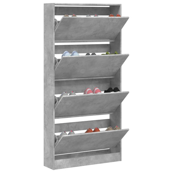Betongrauer Schuhschrank mit 4 Klappen
