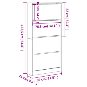 Betongrauer Schuhschrank mit 4 Klappen