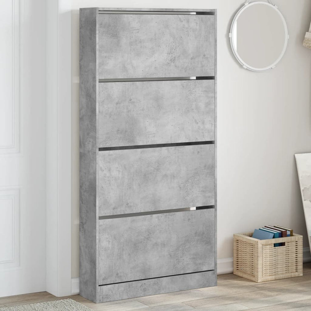 Betongrauer Schuhschrank mit 4 Klappen