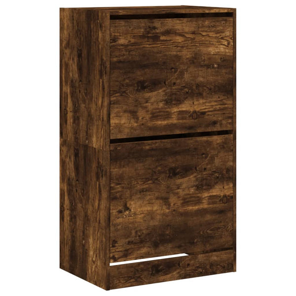 vidaXL Shoe Cabinet with 2 Flaps Smoked Oak 60x42x108 cm