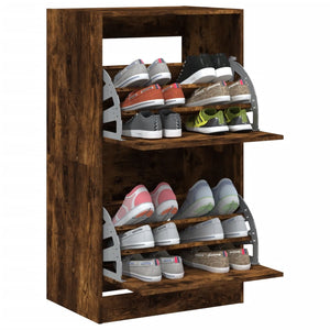 vidaXL Shoe Cabinet with 2 Flaps Smoked Oak 60x42x108 cm