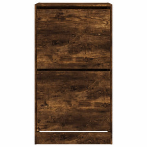 vidaXL Shoe Cabinet with 2 Flaps Smoked Oak 60x42x108 cm