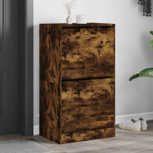 vidaXL Shoe Cabinet with 2 Flaps Smoked Oak 60x42x108 cm