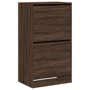 vidaXL Shoe Cabinet with 2 Flaps Brown Oak Look 60x42x108 cm
