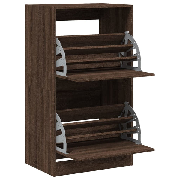 vidaXL Shoe Cabinet with 2 Flaps Brown Oak Look 60x42x108 cm