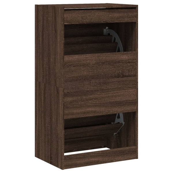 vidaXL Shoe Cabinet with 2 Flaps Brown Oak Look 60x42x108 cm