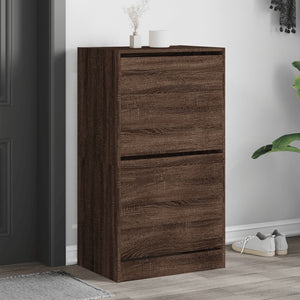 vidaXL Shoe Cabinet with 2 Flaps Brown Oak Look 60x42x108 cm
