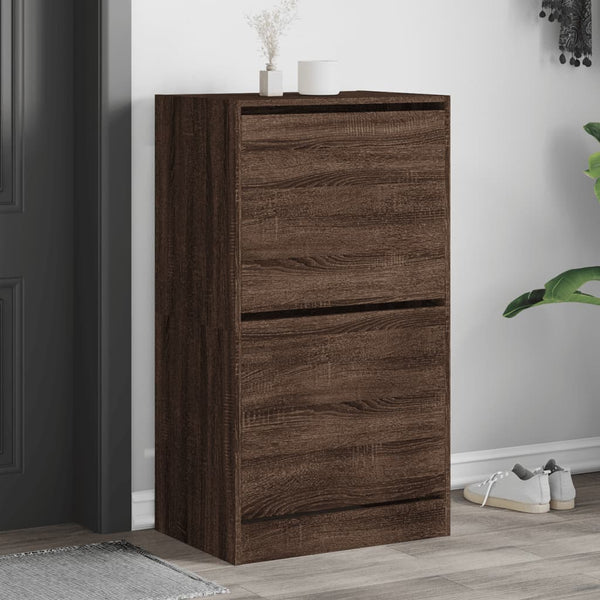 vidaXL Shoe Cabinet with 2 Flaps Brown Oak Look 60x42x108 cm