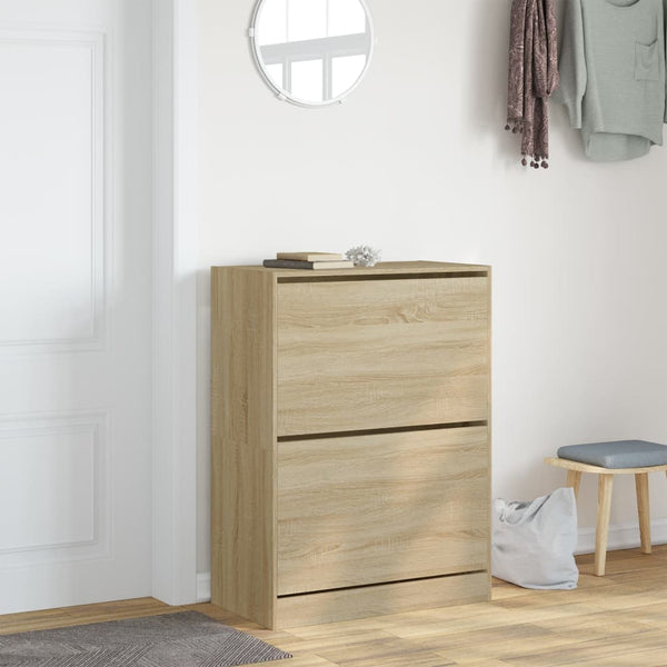 vidaXL Shoe Cabinet with 2 Flaps Sonoma Oak 80x42x108 cm