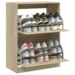 vidaXL Shoe Cabinet with 2 Flaps Sonoma Oak 80x42x108 cm