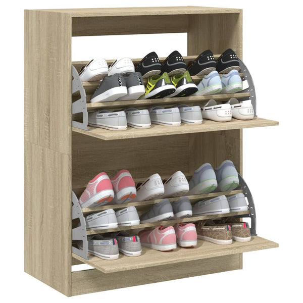 vidaXL Shoe Cabinet with 2 Flaps Sonoma Oak 80x42x108 cm