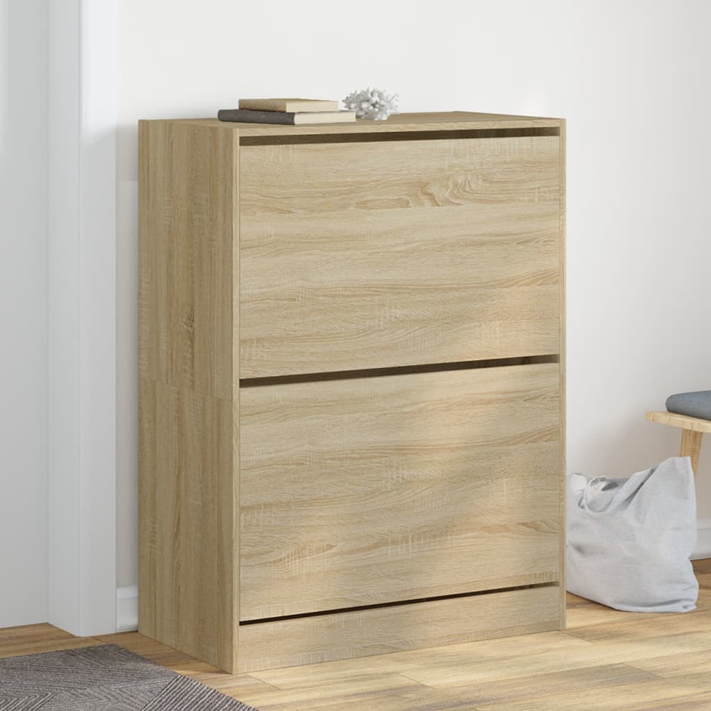 vidaXL Shoe Cabinet with 2 Flaps Sonoma Oak 80x42x108 cm