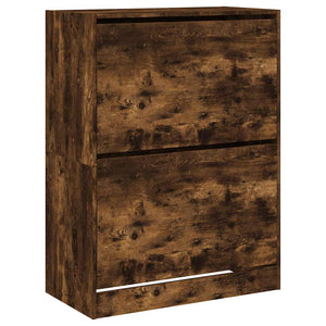 vidaXL Shoe Cabinet with 2 Flaps Smoked Oak 80x42x108 cm