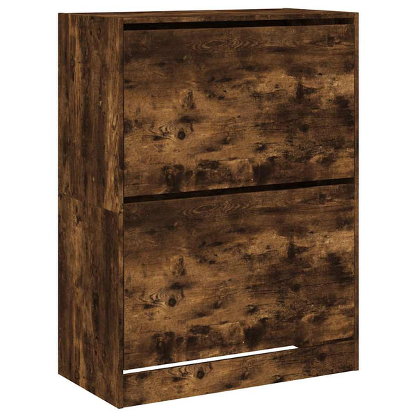 vidaXL Shoe Cabinet with 2 Flaps Smoked Oak 80x42x108 cm