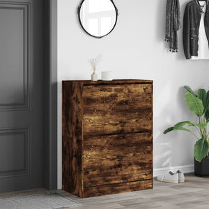 vidaXL Shoe Cabinet with 2 Flaps Smoked Oak 80x42x108 cm