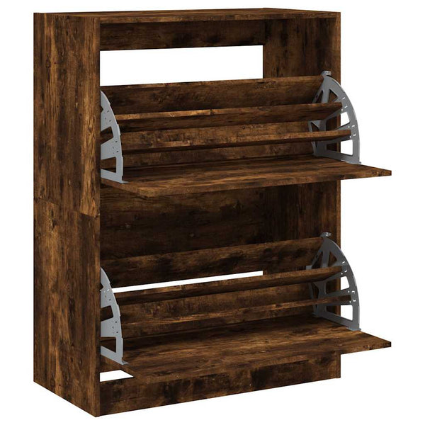 vidaXL Shoe Cabinet with 2 Flaps Smoked Oak 80x42x108 cm