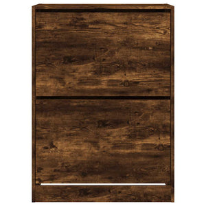 vidaXL Shoe Cabinet with 2 Flaps Smoked Oak 80x42x108 cm