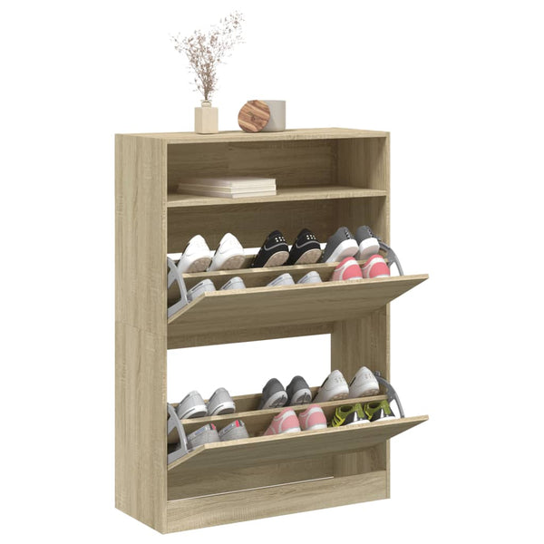 vidaXL Shoe Cabinet with 2 Flaps Sonoma Oak 80x34x116 cm