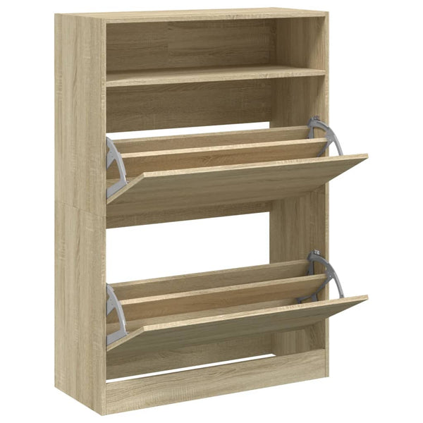 vidaXL Shoe Cabinet with 2 Flaps Sonoma Oak 80x34x116 cm